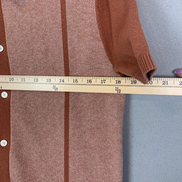 Abercrombie & Fitch Men’s Knit Polo Shirt Medium Retro Button Up Rust Brown Tan - Picture 5 of 7